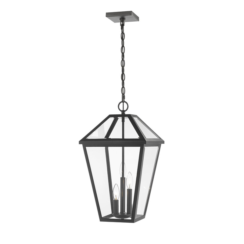 Z-Lite 579CHXL-BK Talbot Three Light Outdoor Chain Mount Ceiling Fixture, Black