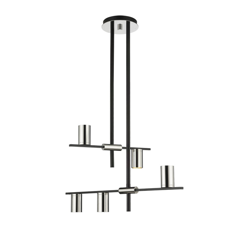 Z-Lite 814-5MB-PN Calumet Five Light Chandelier, Mate Black / Polished Nickel