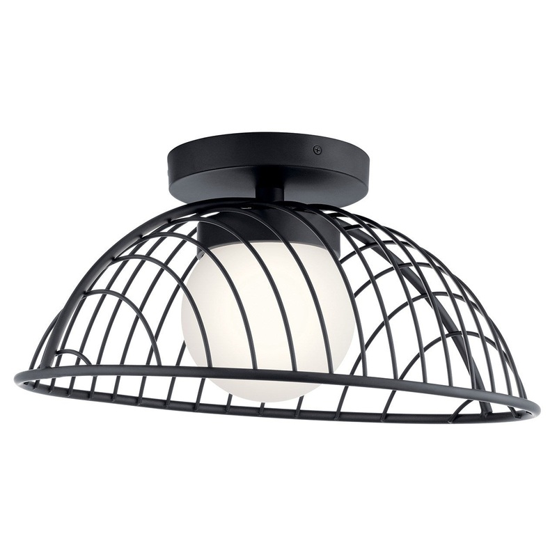 Kichler 84096MBK Clevo LED Semi Flush Mount, Matte Black (Discontinued)