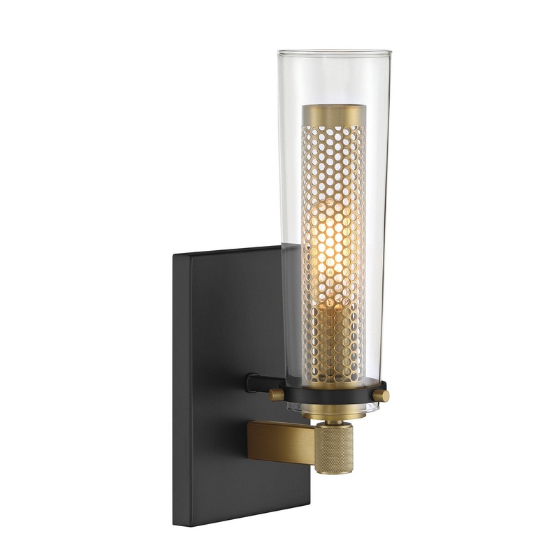 Minka Lavery 2181-726 Emmerham One Light Wall Sconce, Coal And Soft Brass