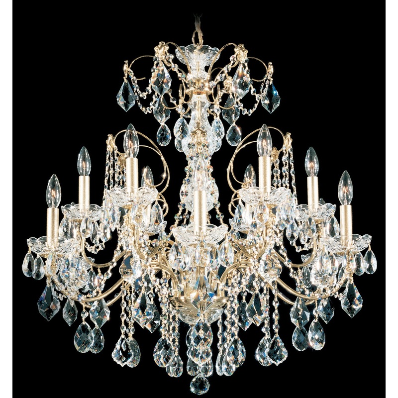 Schonbek 1712-22 Century 12 Light Chandelier, Heirloom Gold