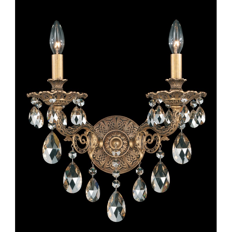 Schonbek 5642-22H Milano Two Light Wall Sconce, Heirloom Gold