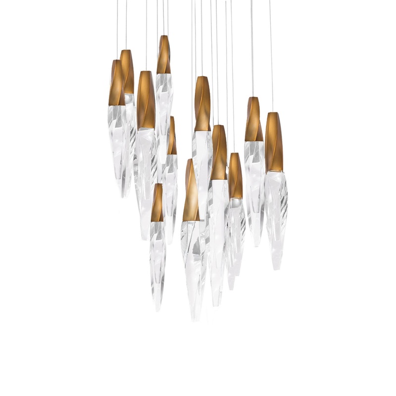 Schonbek Beyond BPD13215-AB Kindjal LED Pendant, Aged Brass