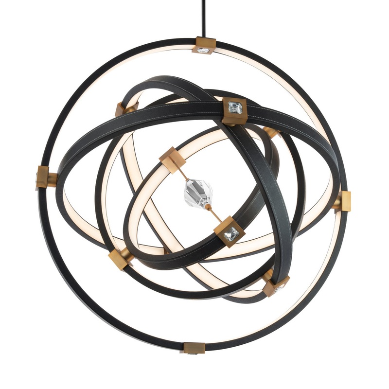 Schonbek Beyond BPD45236-BK/AB Atomic LED Pendant, Aged Brass