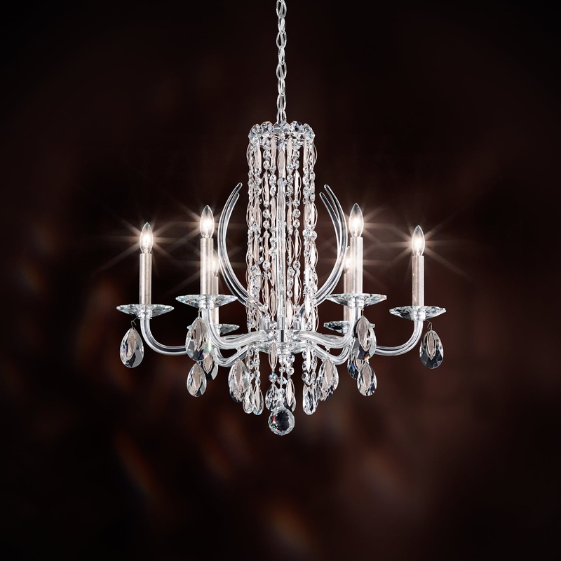 Schonbek RS8306N-401H Siena Six Light Chandelier, Stainless Steel
