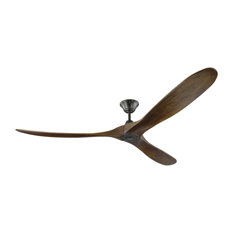 Visual Comfort Fan 3MAVR70BK Maverick 70" Ceiling Fan, Matte Black and Dark Walnut