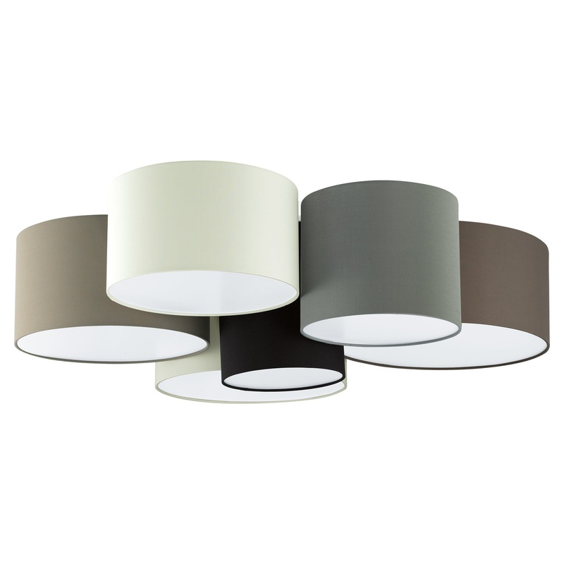 EGLO 203559A Pastore 6x60W Ceiling Light w/ White/Black/Taupe/Grey and Cappuchino Shades