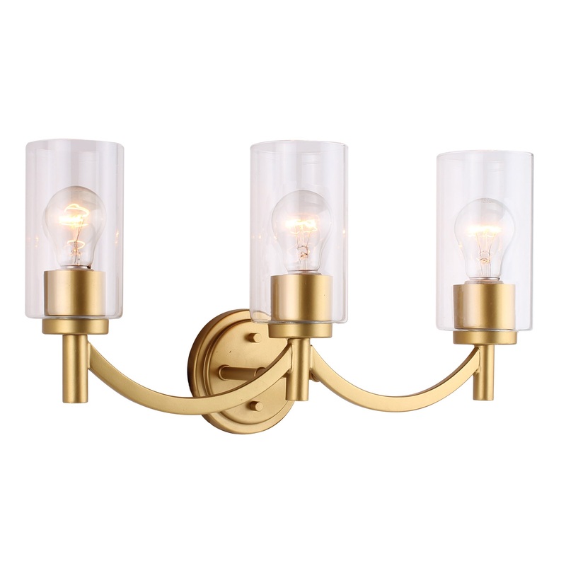EGLO 203749A Devora 3x60W Bath Light w/ Antique Gold Finish & Clear Glass