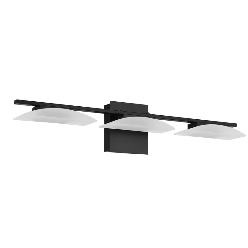 EGLO 204044A Metrass 3 3x6.7W LED Vanity Light w/ Matte Black Finish & Satin Plastic Shade