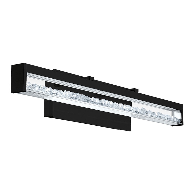 EGLO 204257A Cardito Integrated LED Vanity bath light with Matte Black finish, Clear Glass and Clear Crystals, 22.4W Integrated LED