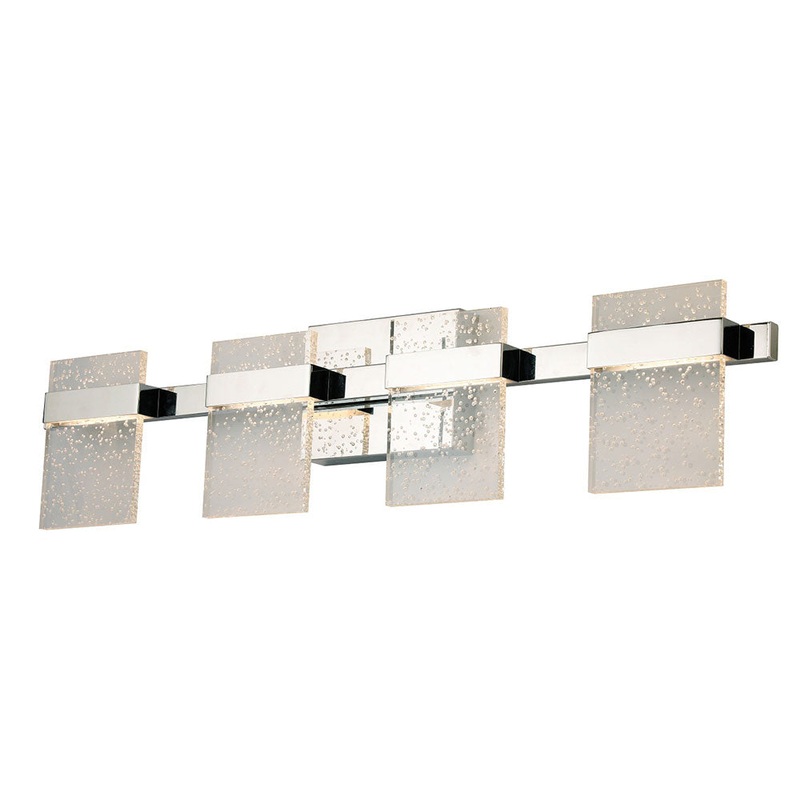 EGLO 204487A Madrona 4x10W LED Bath/Vanity Light w/ Chrome Finish and Clear Seedy Acrylic Shade