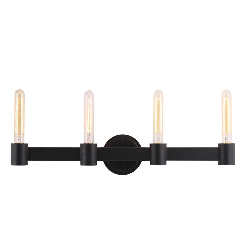EGLO 204556A Broyles 4x60W bath/vanity light with matte black finish and open bulbs