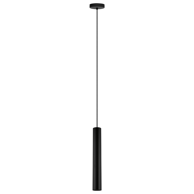 EGLO 62547A Tortoreto 1x10W LED GU10 Single Tube Pendant w/ Matte Black Finish