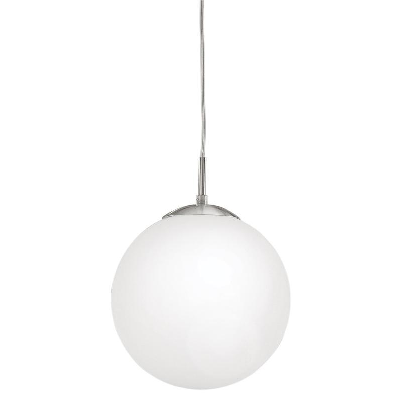 EGLO 85262A Rondo 1x60W Pendant w/ Matte Nickel Finish & Opal Glass