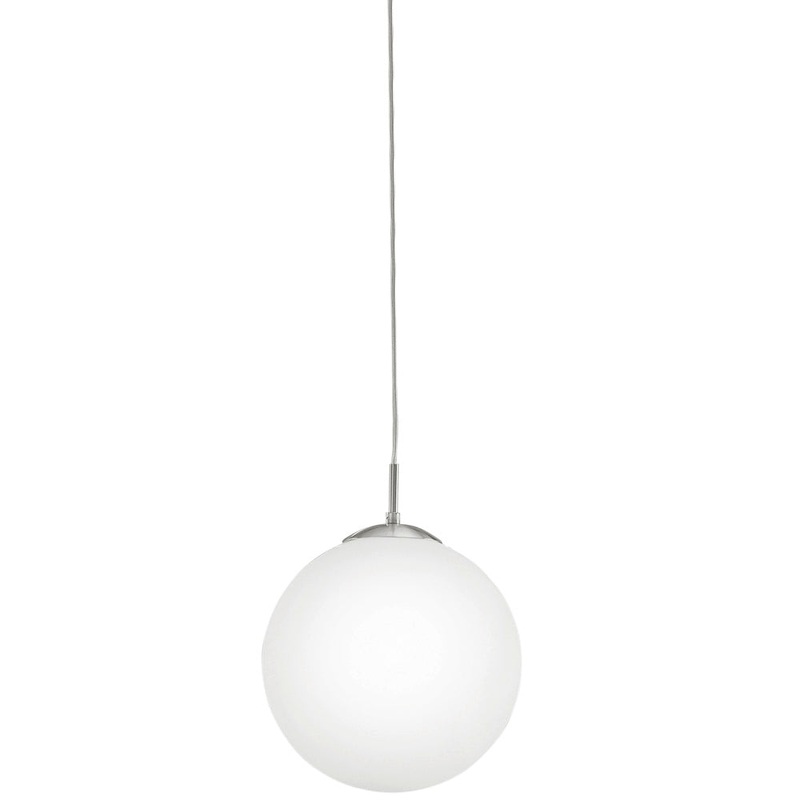 EGLO 85263A Rondo 1x60W Pendant w/ Matte Nickel Finish & Opal Glass