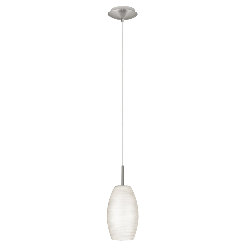 EGLO 88953A Batista 1 1x60W Mini Pendant w/ Matte Nickel Finish & White Wiped Glass (Discontinued)