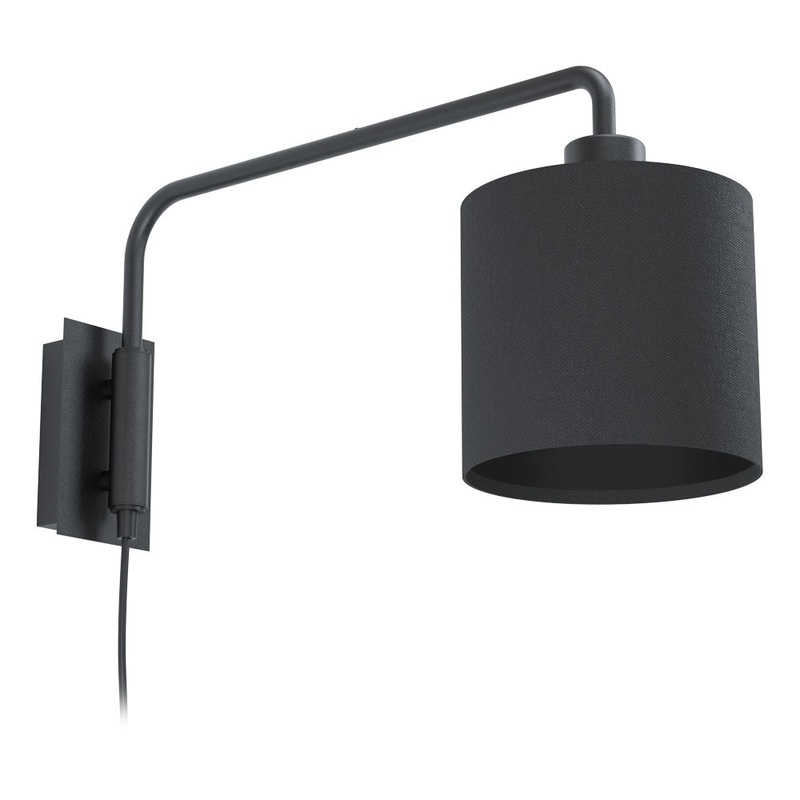 EGLO 99348A Saiti 1-Light Wall Light w/ Matte Black Finish and Black Fabric Shade (Discontinued)