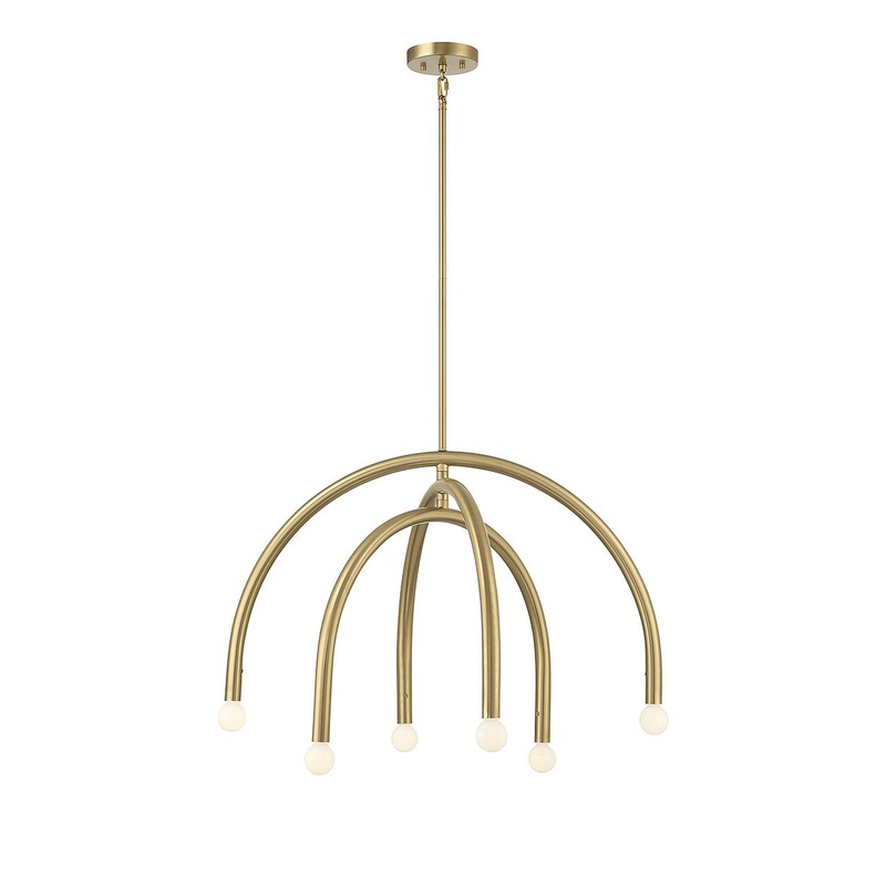 Shoppers Lighting SH100115NB Angelica Six Light Chandelier, Natural Brass