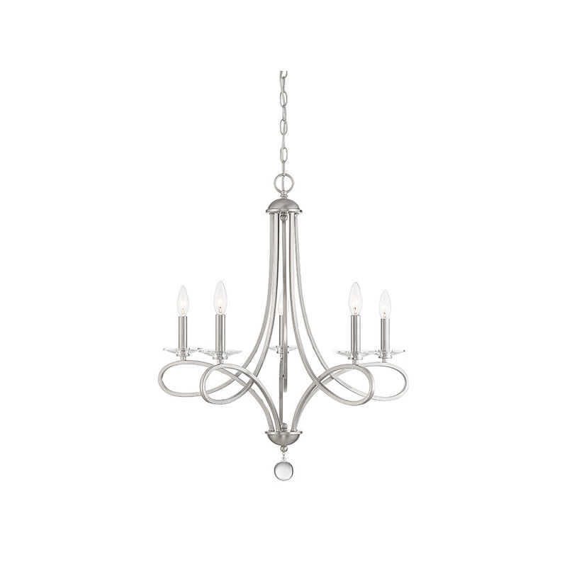 Shoppers Lighting SH10028BN Nora Five Light Chandelier, Brushed Nickel