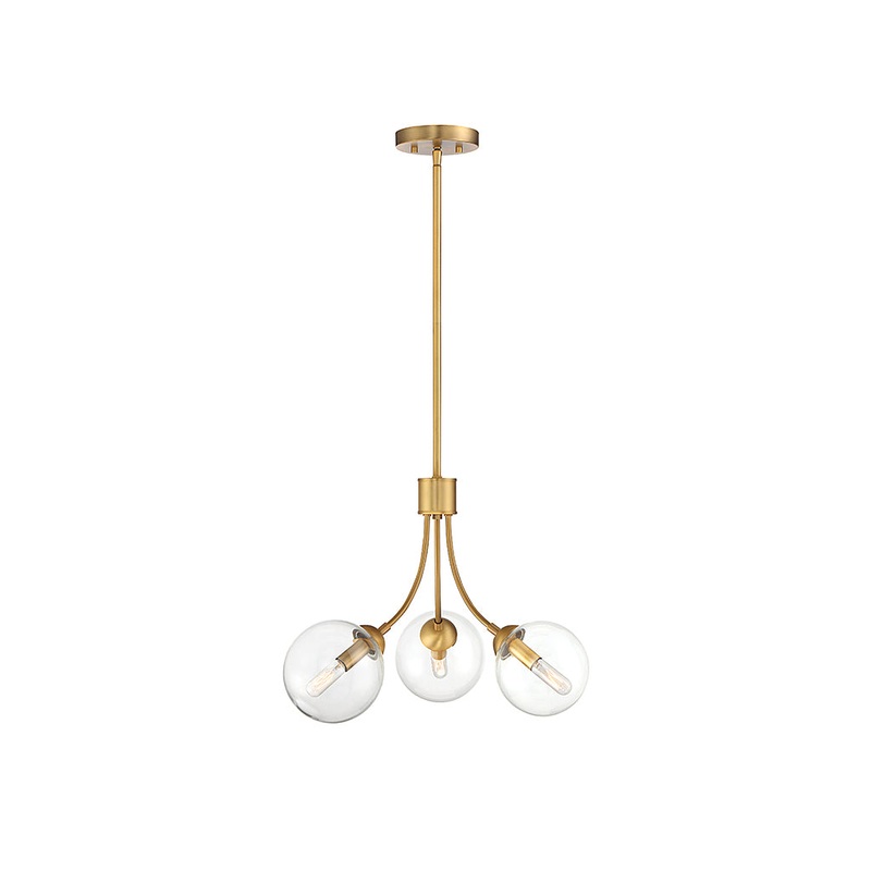 Shoppers Lighting SH10057NB Evelyn Three Light Chandelier, Natural Brass