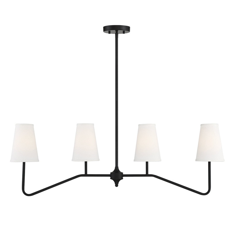 Shoppers Lighting SH10078MBK Eva Four Light Linear Chandelier, Matte Black