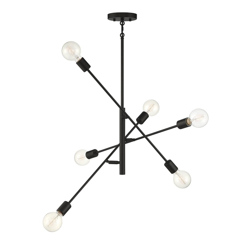 Shoppers Lighting SH10084MBK Caroline Six Light Chandelier, Matte Black