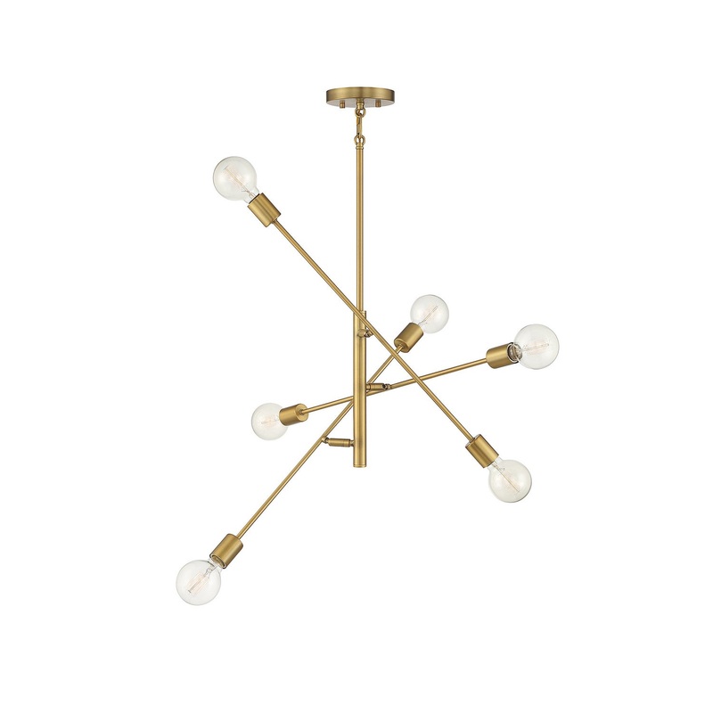 Shoppers Lighting SH10084NB Caroline Six Light Chandelier, Natural Brass