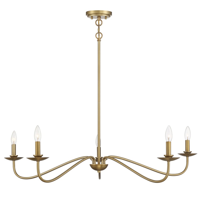 Shoppers Lighting SH10085NB Lillian Five Light Chandelier, Natural Brass