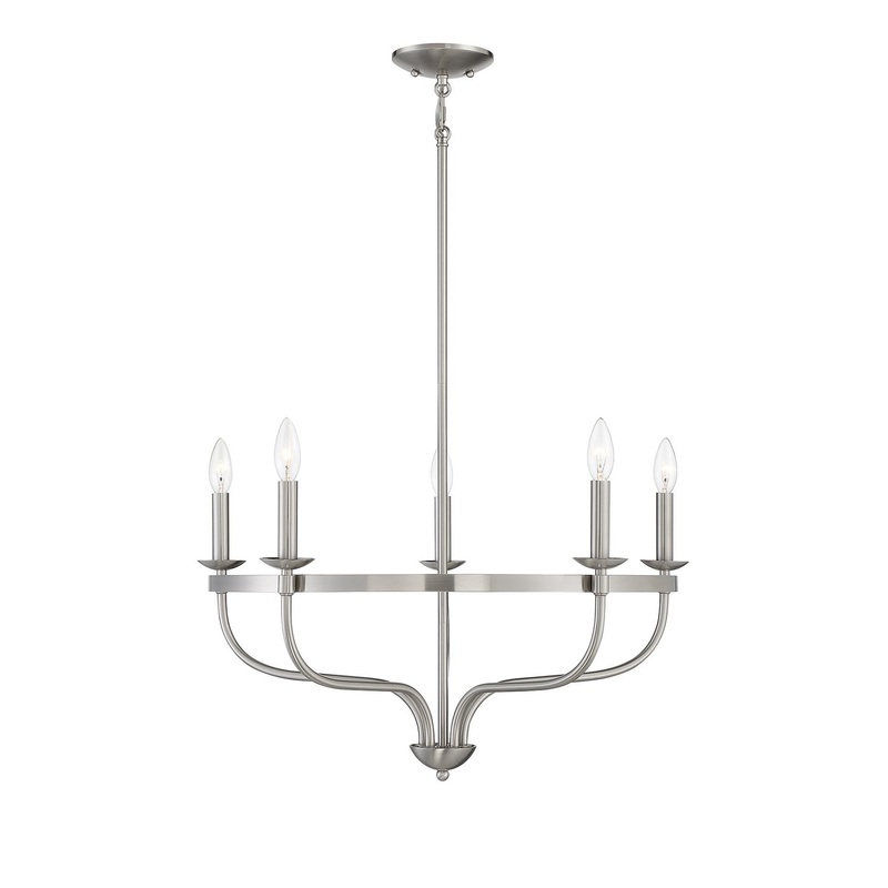 Shoppers Lighting SH10087BN Claire Five Light Chandelier, Brushed Nickel