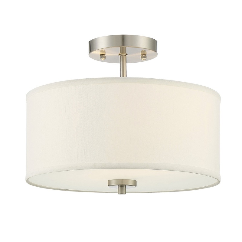 Shoppers Lighting SH60008BN Charlotte Two Light Semi-Flush Mount, Brushed Nickel