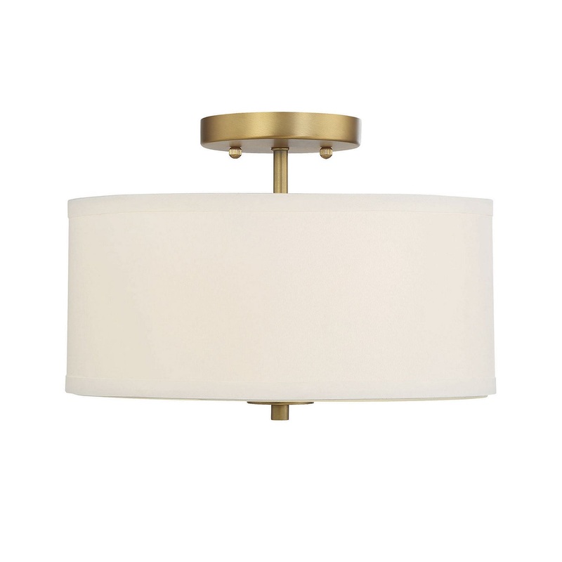 Shoppers Lighting SH60008NB Charlotte Two Light Semi-Flush Mount, Natural Brass