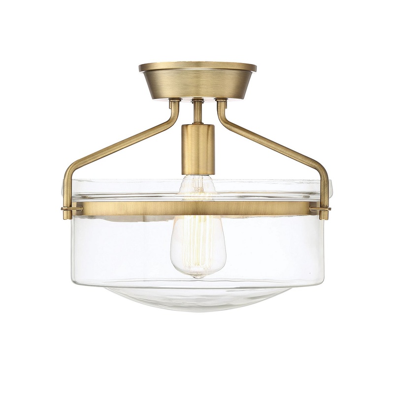 Shoppers Lighting SH60011NB Eleanor One Light Semi-Flush Mount, Natural Brass