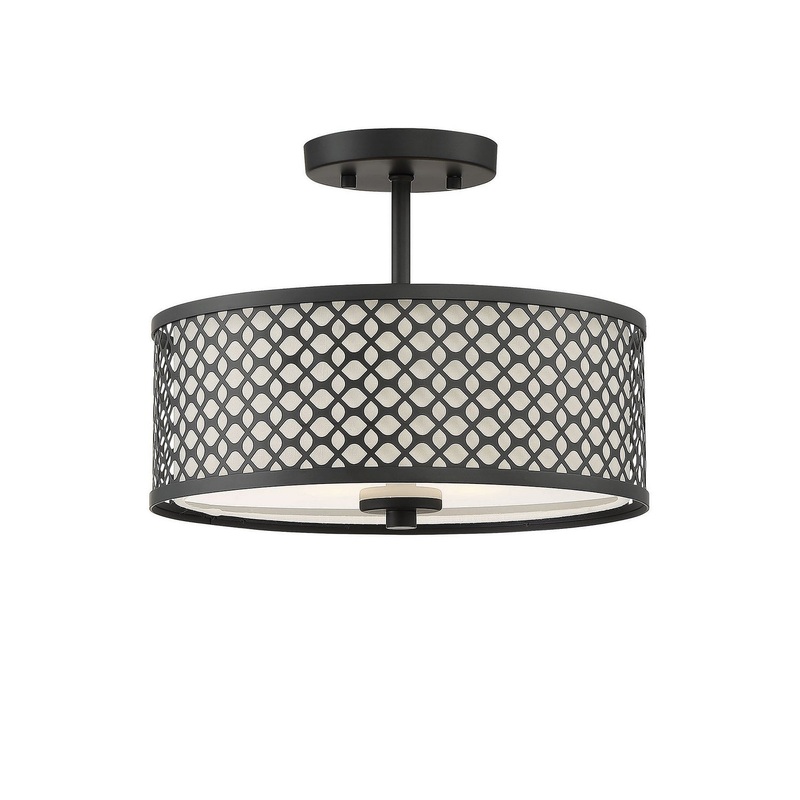 Shoppers Lighting SH60016MBK Jasmine Two Light Semi-Flush Mount, Matte Black