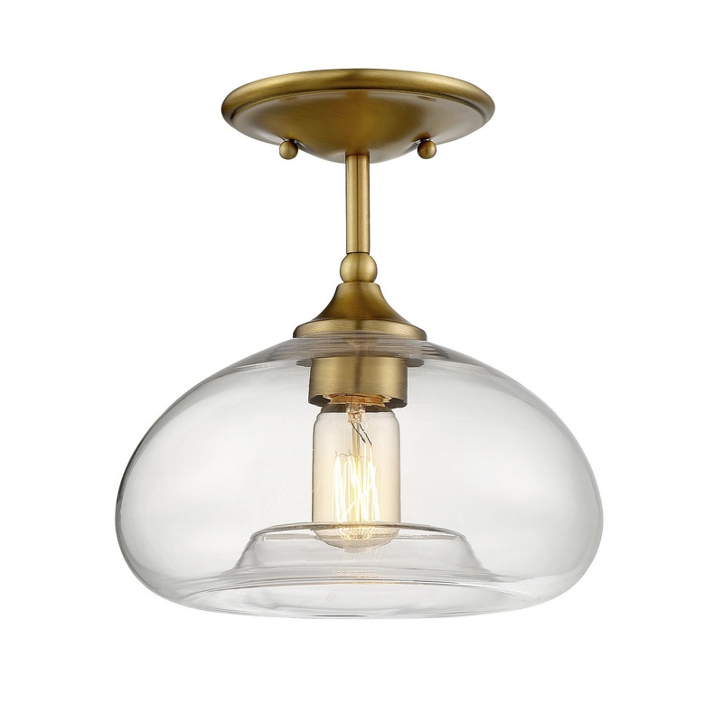 Shoppers Lighting SH60017NB Lydia One Light Semi-Flush Mount, Natural Brass