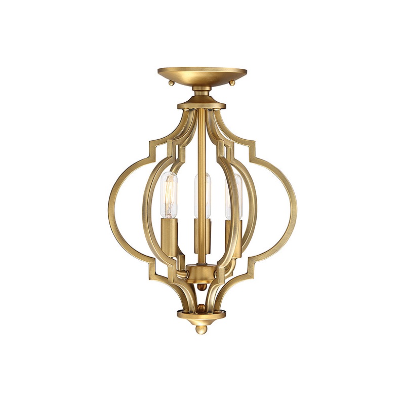 Shoppers Lighting SH60055NB Zoey Three Light Semi-Flush Mount, Natural Brass