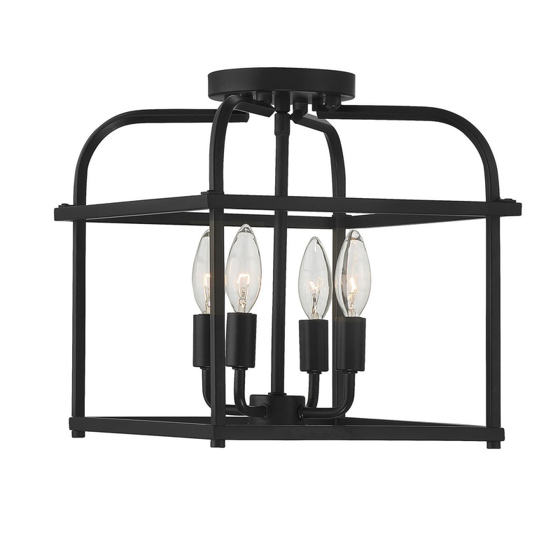 Shoppers Lighting SH60061MBK Sadie Four Light Semi-Flush Mount, Matte Black