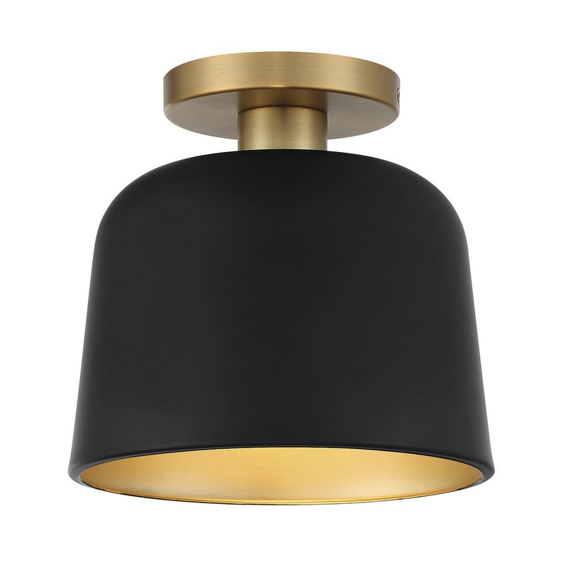 Shoppers Lighting SH60067MBKNB Madeline One Light Flush Mount, Matte Black with Natural Brass