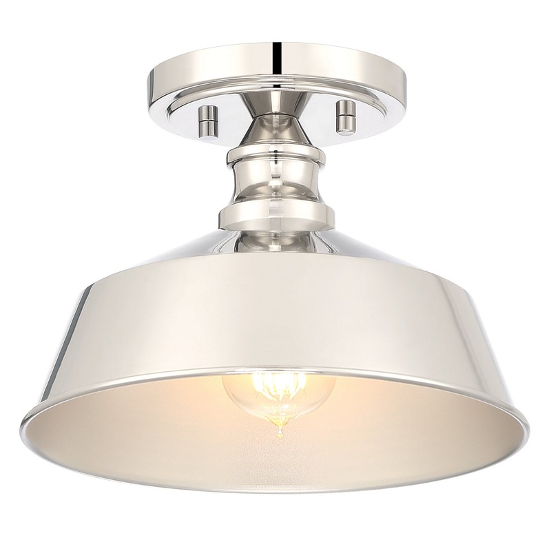 Shoppers Lighting SH60068PN Olive One Light Semi-Flush Mount, Polished Nickel