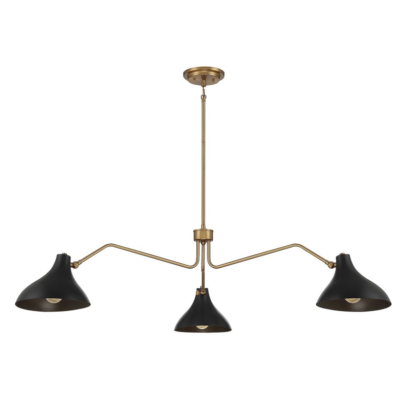 Shoppers Lighting SH7019MBKNB Violet Three Light Pendant, Matte Black with Natural Brass