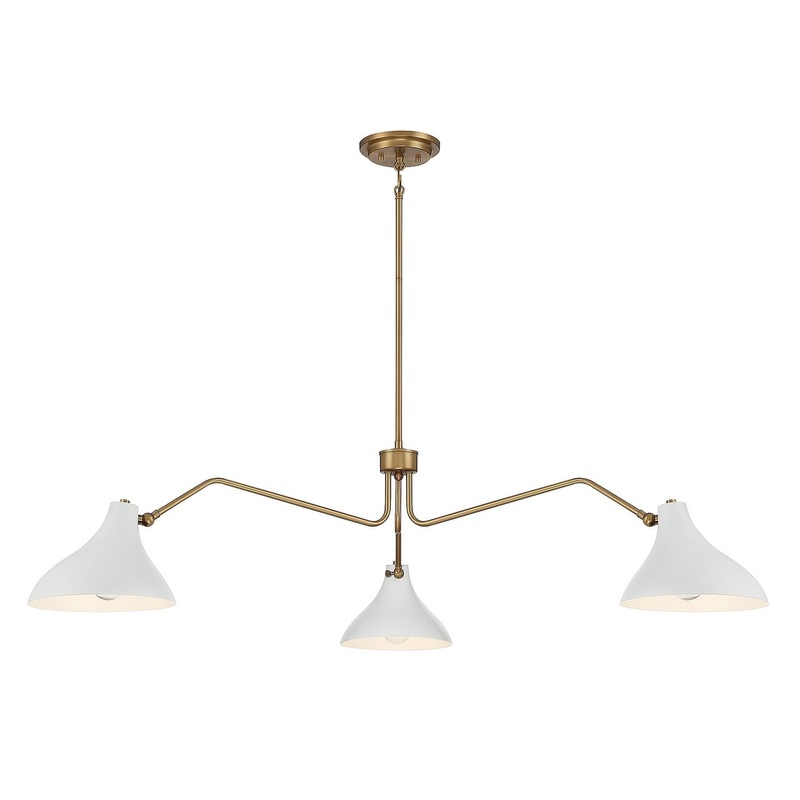 Shoppers Lighting SH7019WHNB Violet Three Light Pendant, White with Natural Brass