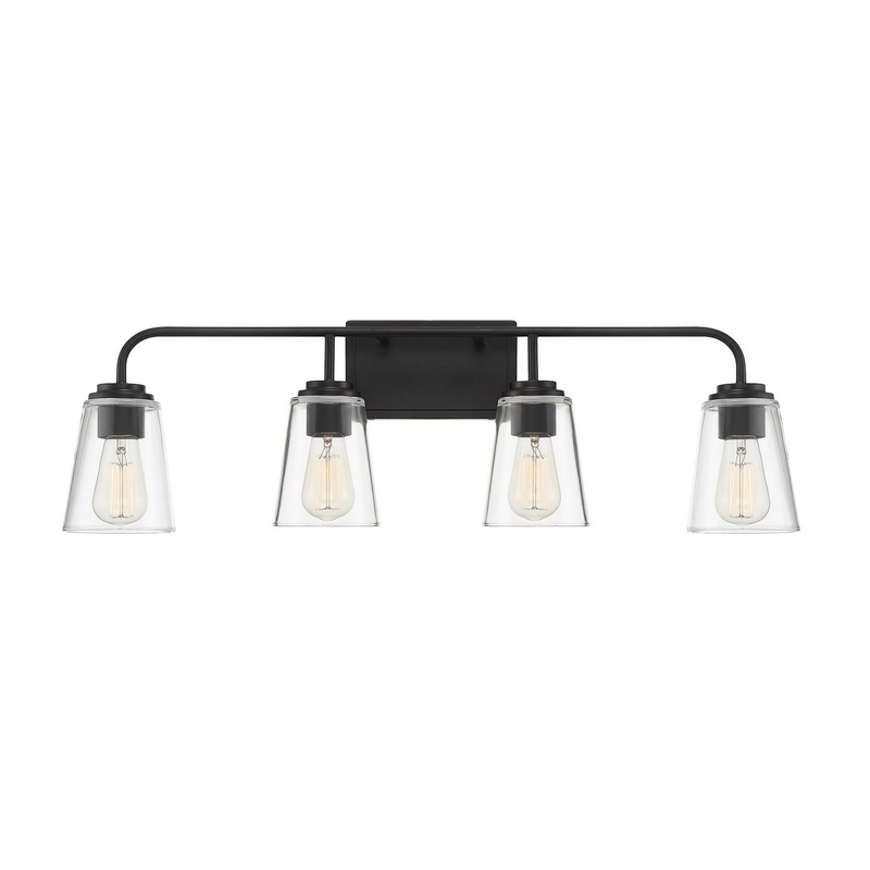 Shoppers Lighting SH80045MBK Harper Four Light Bathroom Vanity Light, Matte Black