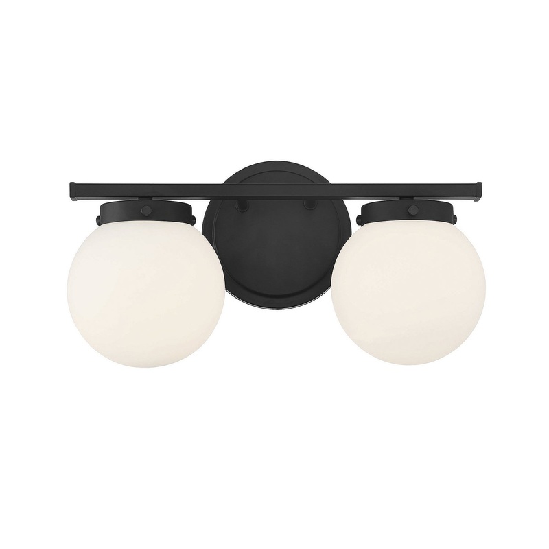 Shoppers Lighting SH80047MBK Grace Two Light Bathroom Vanity Light, Matte Black