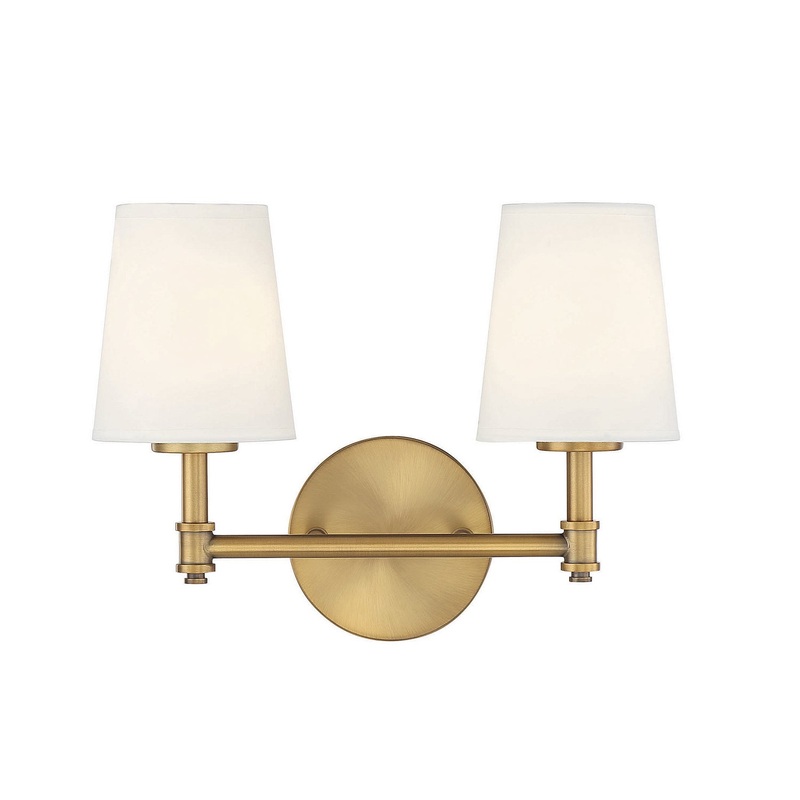 Shoppers Lighting SH80050NB Audrey Two Light Bathroom Vanity Light, Natural Brass