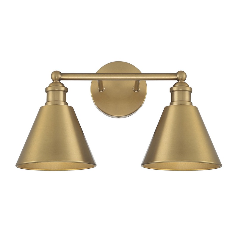 Shoppers Lighting SH80063NB Alana Two Light Bathroom Vanity Light, Natural Brass