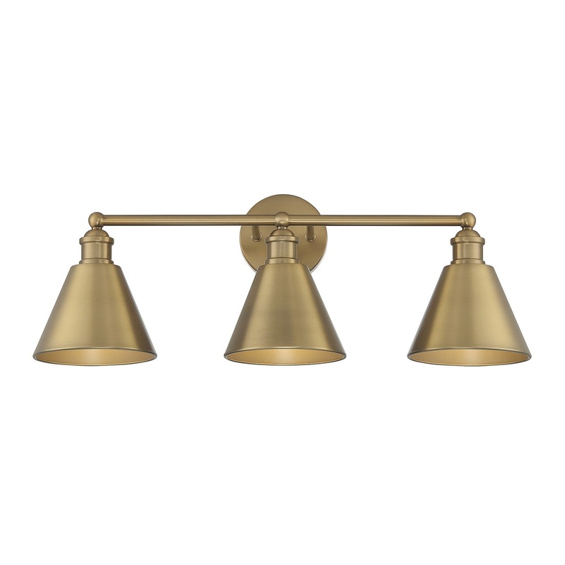 Shoppers Lighting SH80064NB Juliette Three Light Bathroom Vanity Light, Natural Brass