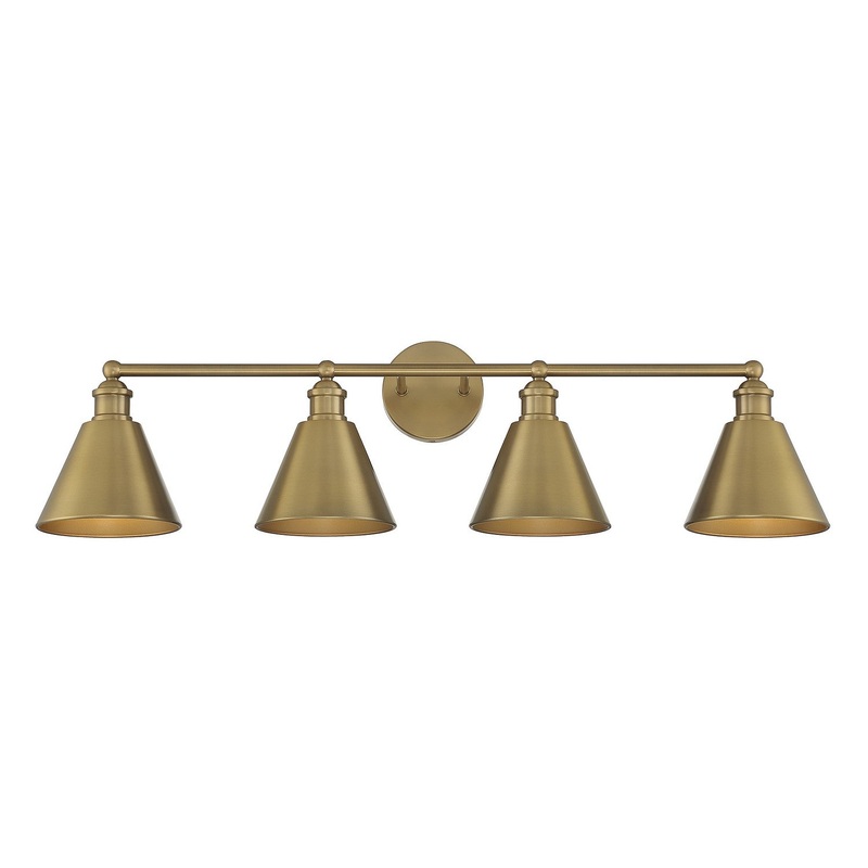 Shoppers Lighting SH80065NB Juliette Four Light Bathroom Vanity Light, Natural Brass