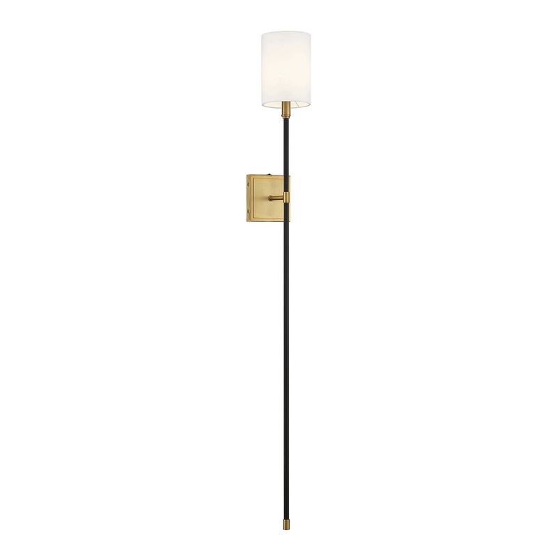 Shoppers Lighting SH90069BNB Chelsea One Light Wall Sconce, Black with Natural Brass Accents