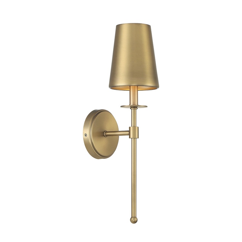 Shoppers Lighting SH90084NB Norah One Light Wall Sconce, Natural Brass