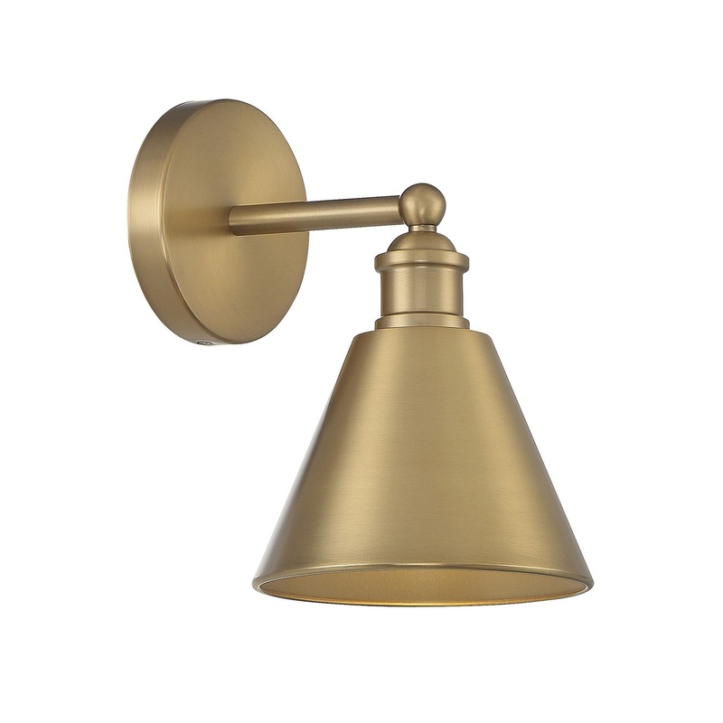 Shoppers Lighting SH90087NB Clara One Light Wall Sconce, Natural Brass