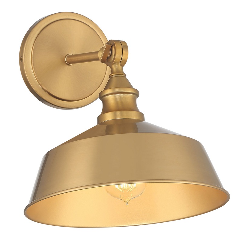 Shoppers Lighting SH90090NB Lia One Light Wall Sconce, Natural Brass
